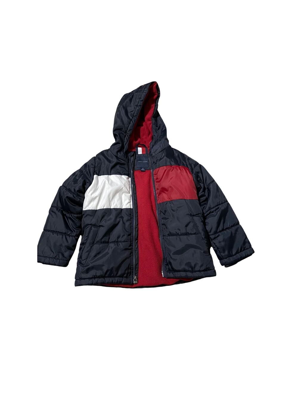 Tommy Hilfiger Toddler Puffer Jacket — Size 4T | Navy, Red & White